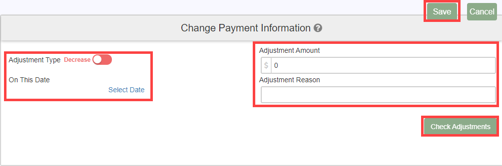 Adjusting the Payment Amount